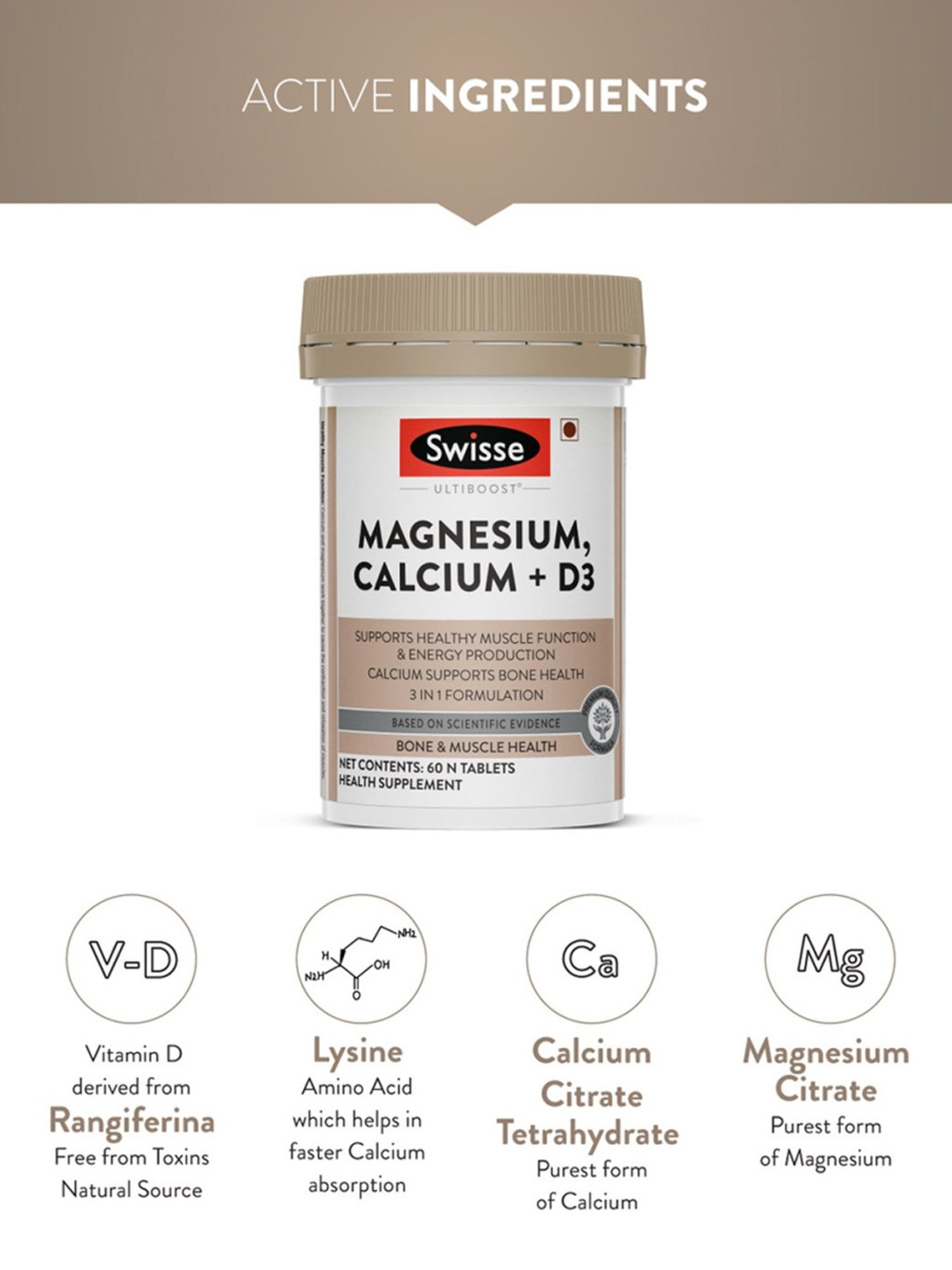 Swisse Ultiboost Magnesium Supplement for Energy - 60 Tablets