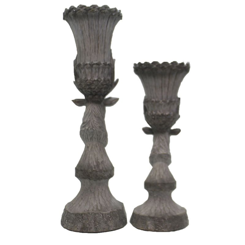Christmas 15.75" Deer Head Pillar Set Candle Holder  -  Candle Holders