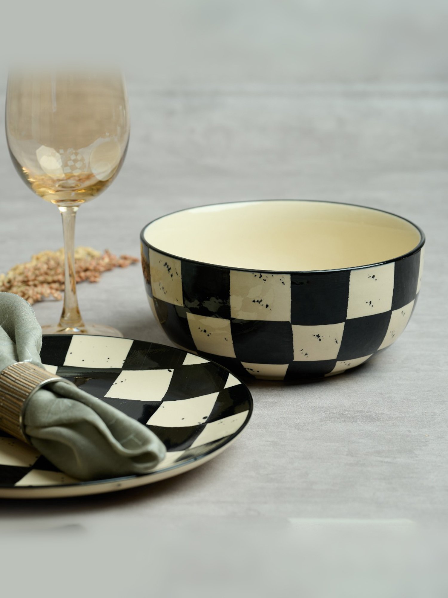 BlackCarrot Black & White Ceramic Serving Bowl