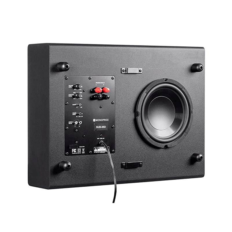 133829 Ssw-8 Powered Slim 8 Inch Subwoofer - Black | 100 Watt, Low Profile, Powerful Amp, Low Pass, 8 Inch