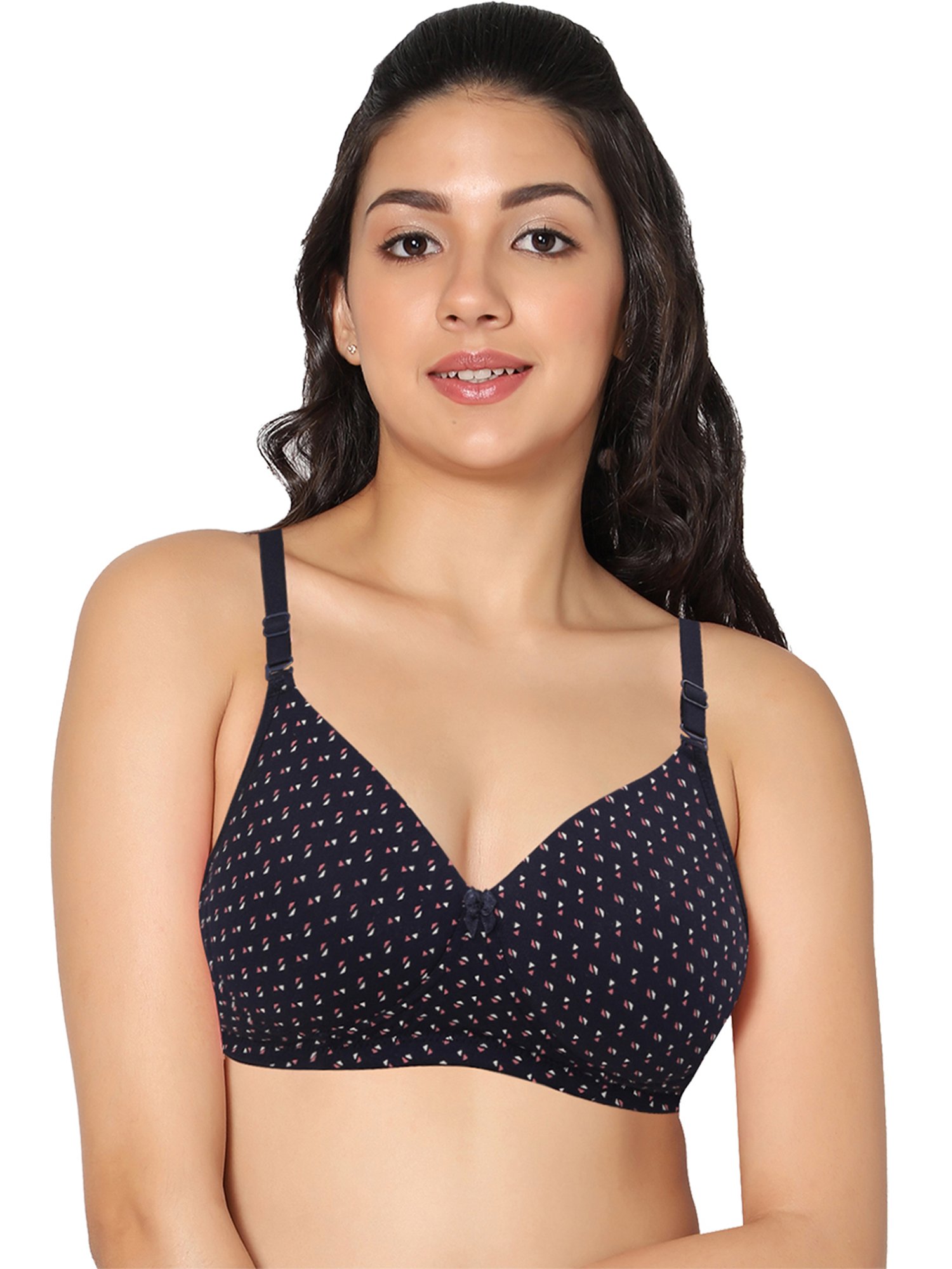 IN CARE Dark Navy Printed Non-Wired Full Coverage Push-Up Bra