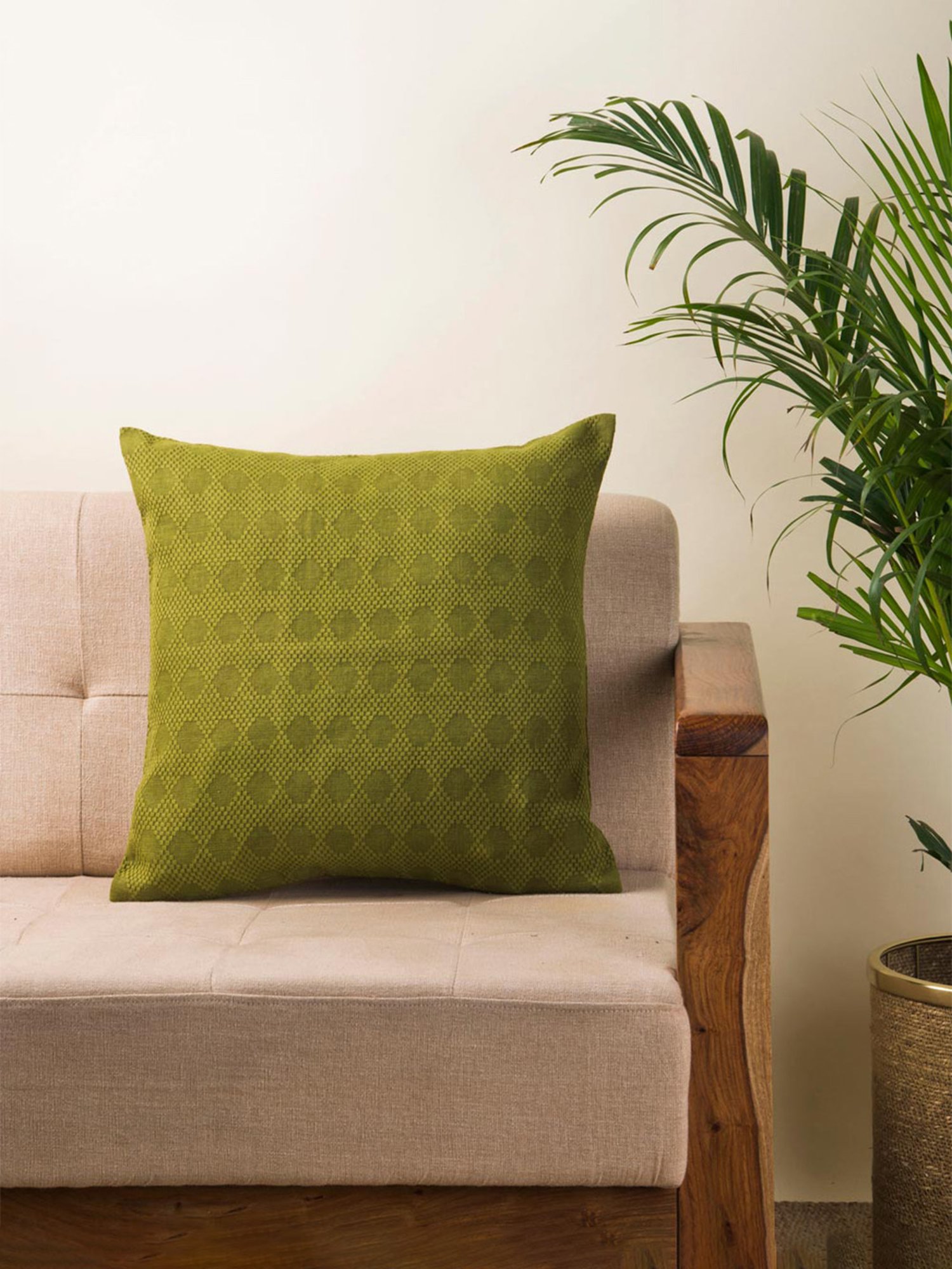 Fabindia Green Cotton 96 TC 270 GSM Cushion Cover