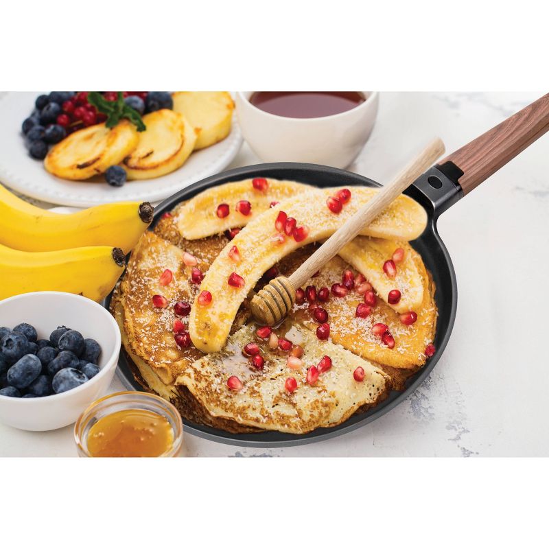 MasterPan 11" Designer Series Non-Stick Cast Aluminum Crepe Pan with Detachable Handle Black