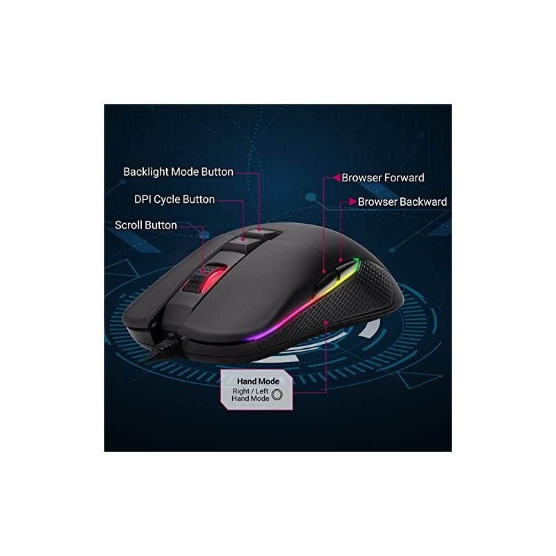 RGB Gaming Mouse with Ambidextrous Grip for Computer/PC/Laptop/Mac Book with 10000 DPI Optical Gaming Sensor and Comfortable Ergonomic Design w/9 Buttons (NEON M62)