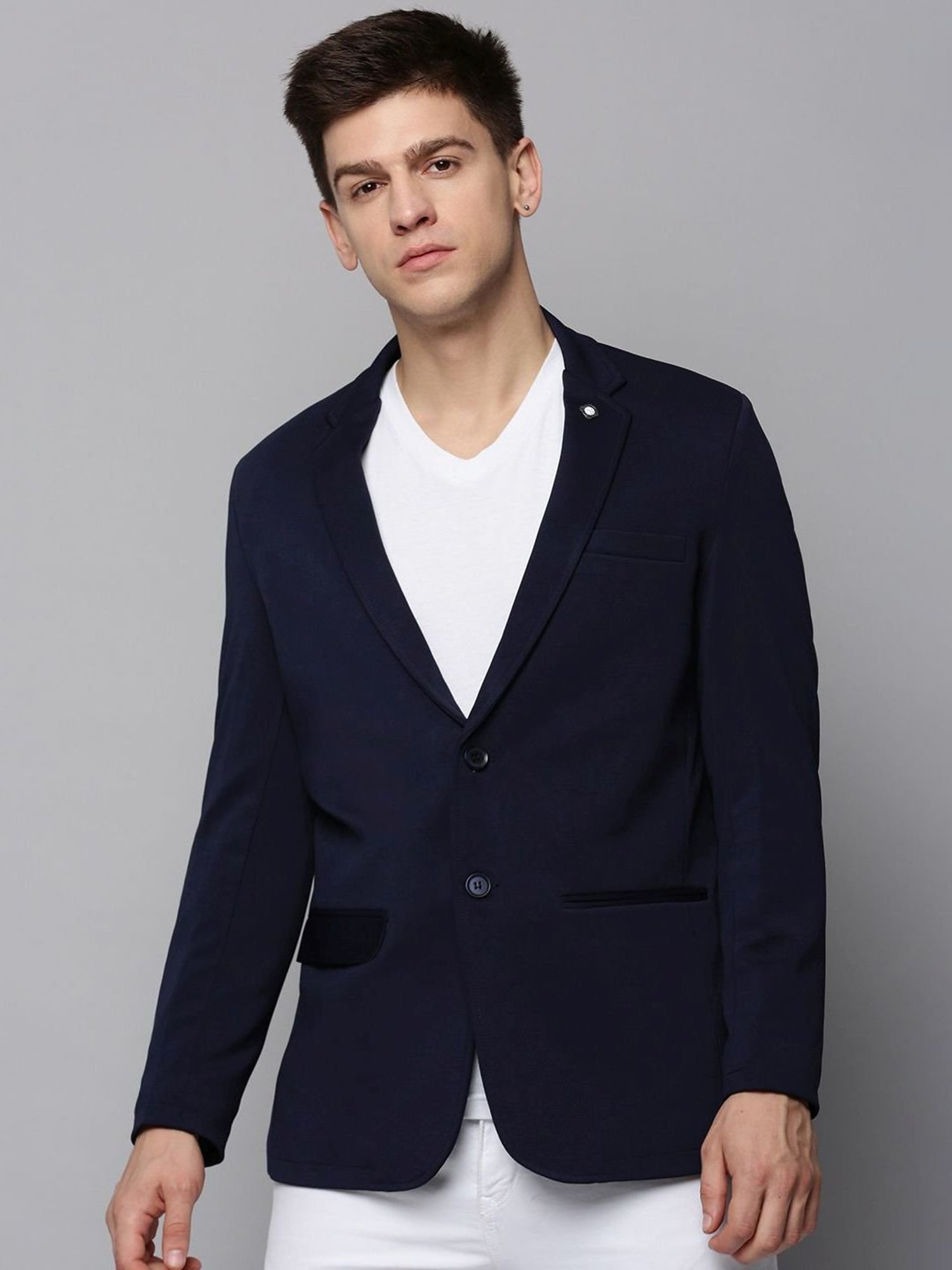 Louis Philippe Light Blue Regular Fit Blazer