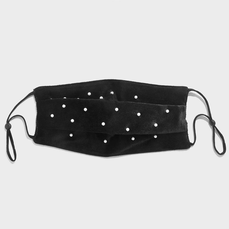SUGARFIX by BaubleBar Women's Adjustable Pearl Embellished Fabric Face Mask - Black