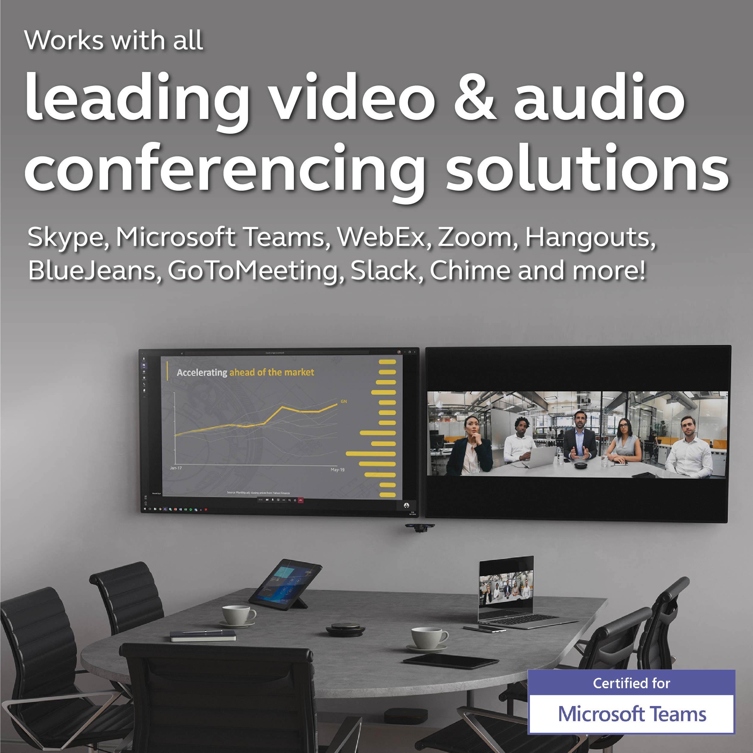 PanaCast &ndash; Intelligent 180&deg; Panoramic-4K Huddle Room Video Camera &ndash; Inclusive Video Conferencing Camera with Full Room Coverage, Easy to Set Up Wide Angle Webcam for Business & Distance Learning