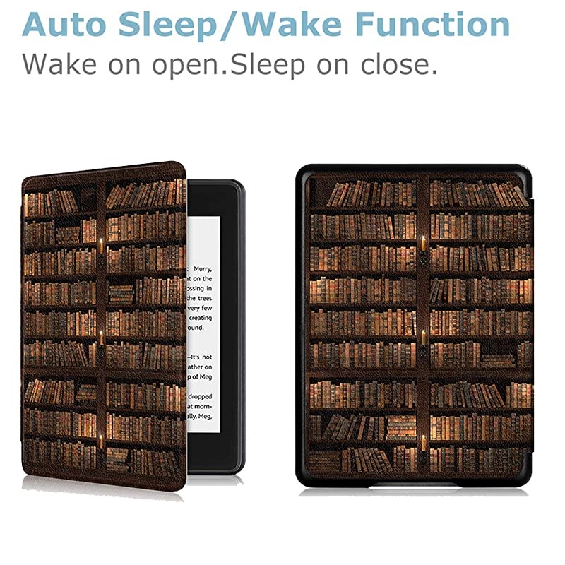 Case for Kindle Paperwhite 10th Gen 2018,Thinnest Light Shell Smart Cover with Auto Wake/Sleep for All-New  Kindle Paperwhite 6 Inch 2018 Release, Book Library