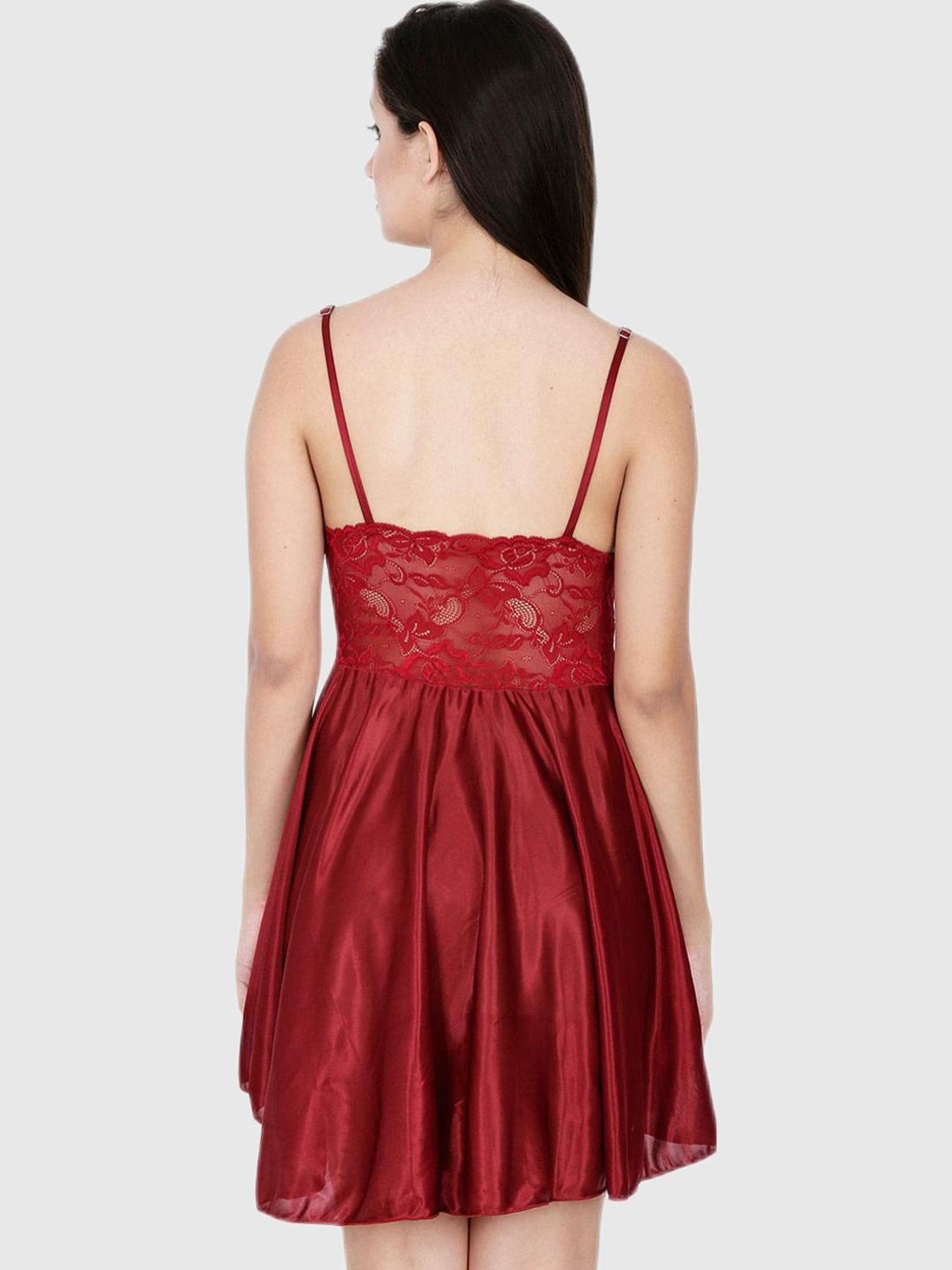 Secret Wish Maroon Lace Night Dress