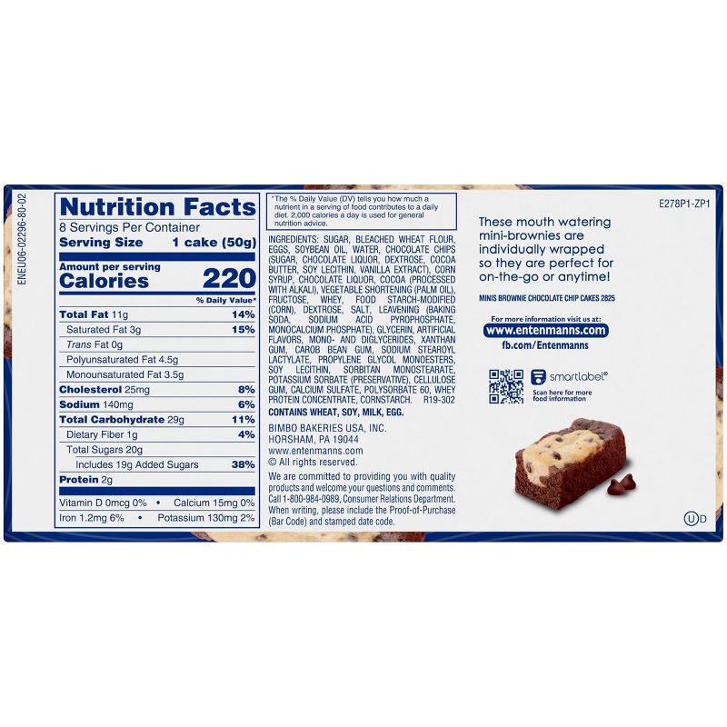 ENTENMANN'S MINI CHOCOLATE CHIP BROWNIE - 7ct/14oz
