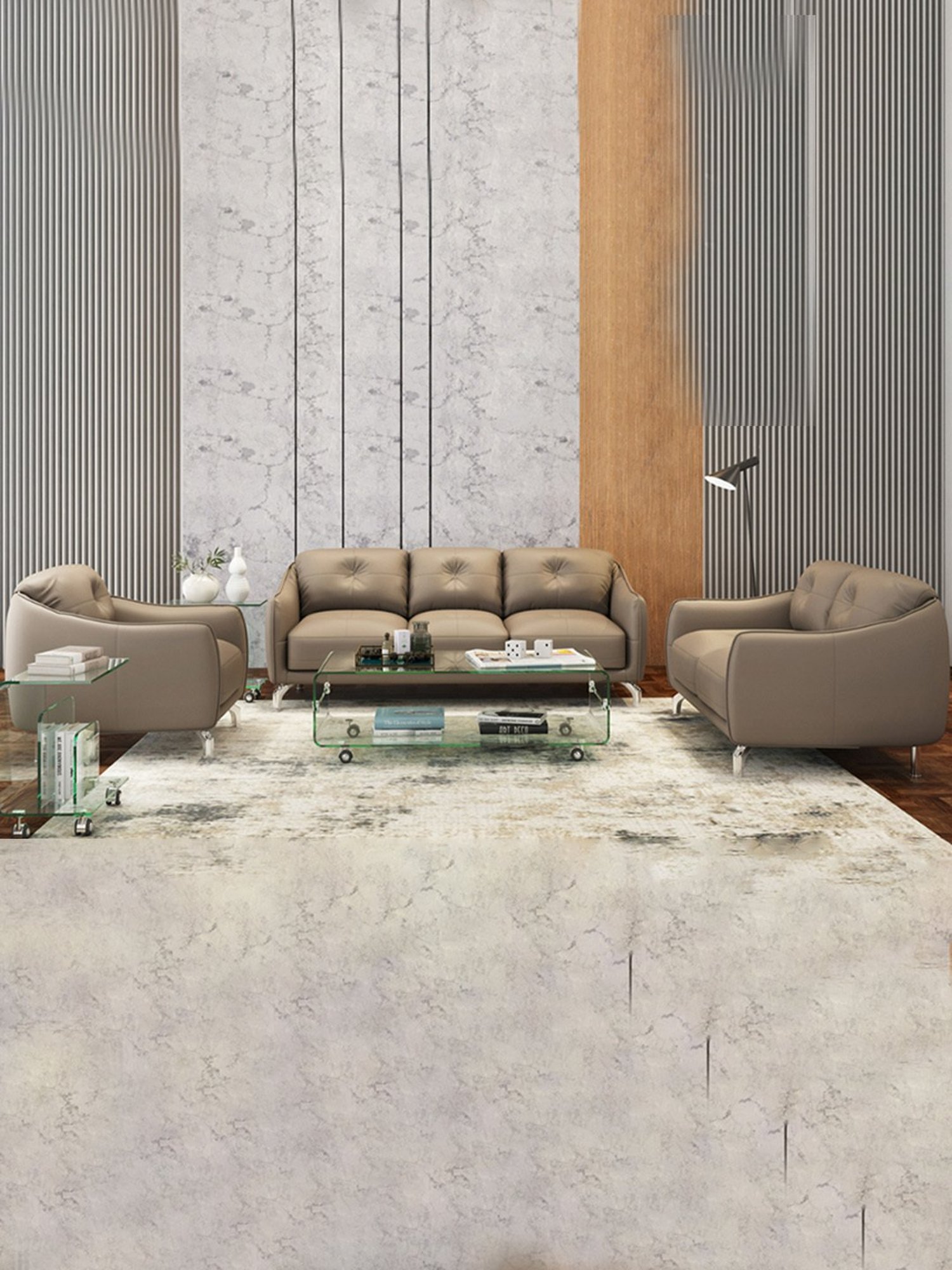 Durian Skyler Mushroom Brown Leather 1 Seater Sofa