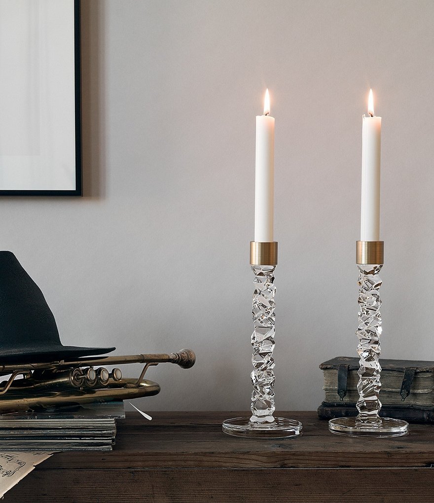 Orrefors Carat Brass Candlestick, Set of 2