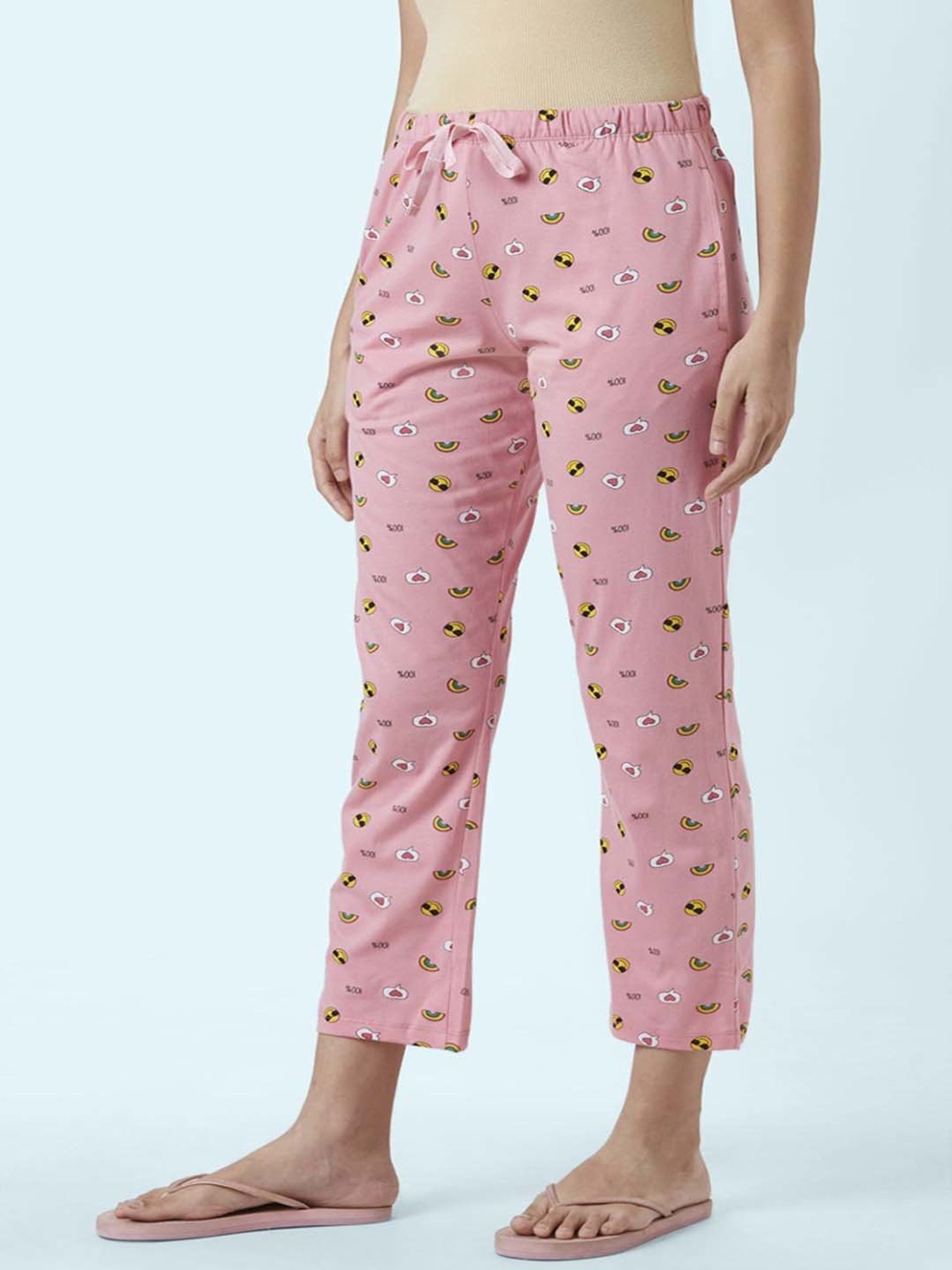 Dreamz by Pantaloons Pink Green Cotton Printed Pyjamas
