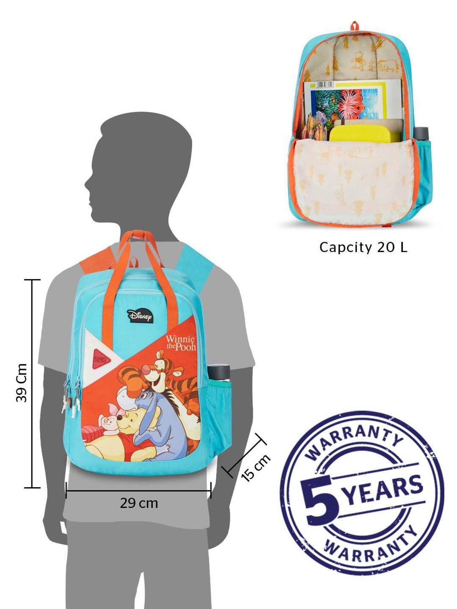 Wiki 20 Ltrs Blue Medium Backpack