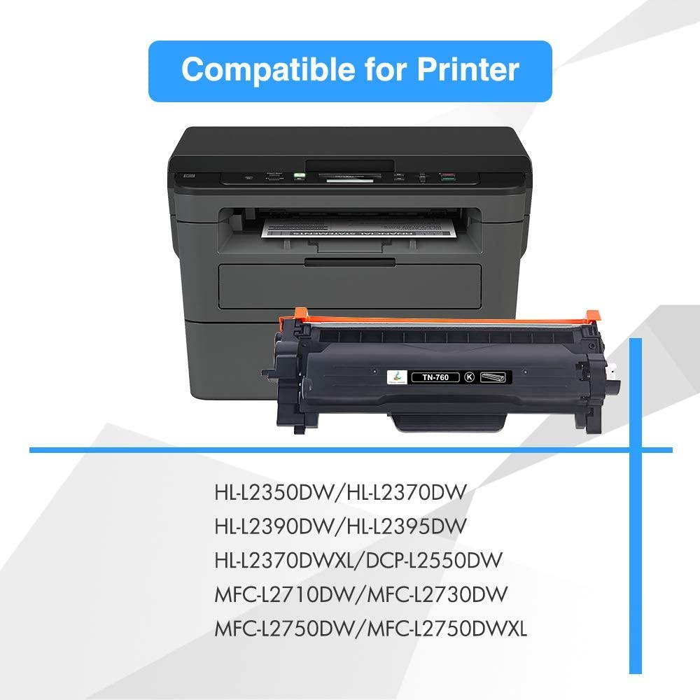 TRUE IMAGE Compatible Toner Cartridge Replacement for Brother TN760 TN730 Brother DCP-L2550dw HL-L2350dw HL-L2395dw MFCL2710dw HLL2390dw MFCL2750dw HLL2370dw Printer Ink High Yield (Black, 2-Pack)