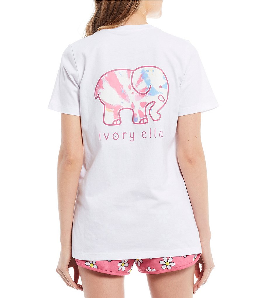 Ivory Ella Short Sleeve Tie-Dye Logo Graphic Tee
