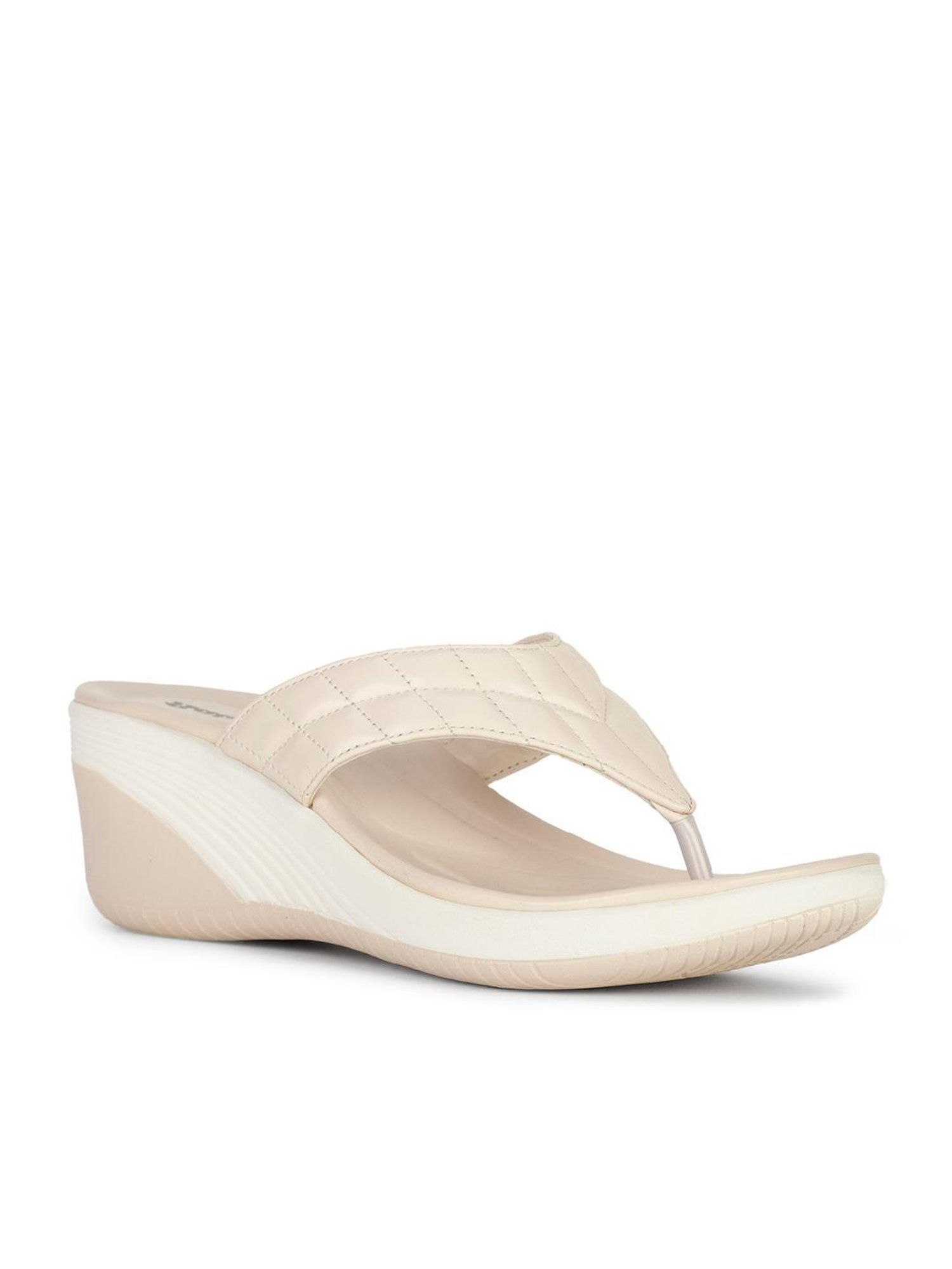 Bata Women's Beige Thong Wedges