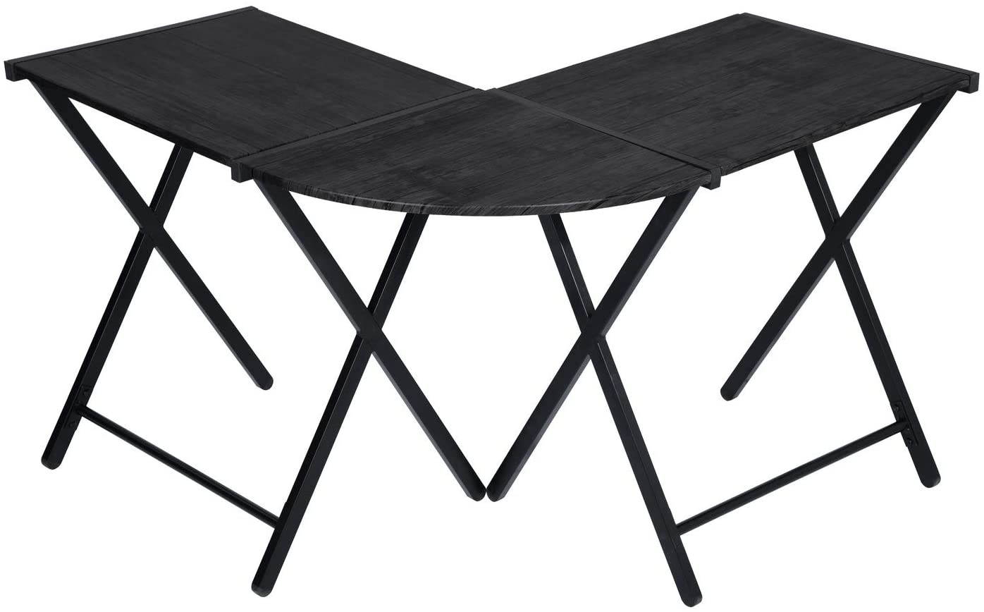 Desk L Corner Workstation Home Schooling Office Gaming Writing Table,Wood Top,Metal Tube,28.74" Height