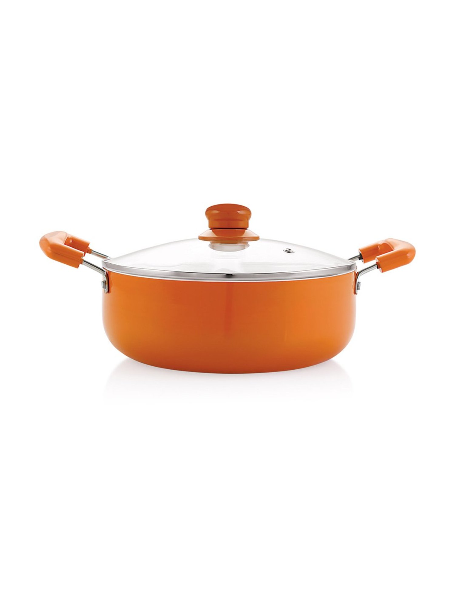 Nirlon Orange Non Stick Induction Casserole with Glass Lid - 4.2 L