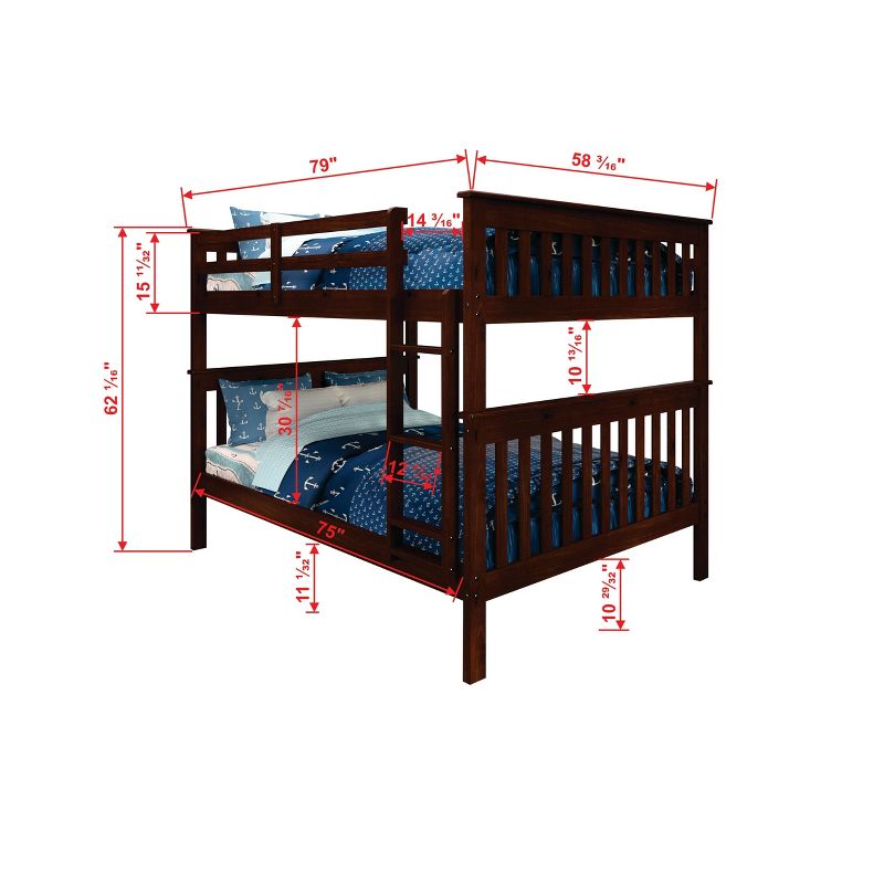 Full/Full Mission Bunk Bed with Dual Underbed Drawers Dark Cappuccino - Donco Kids