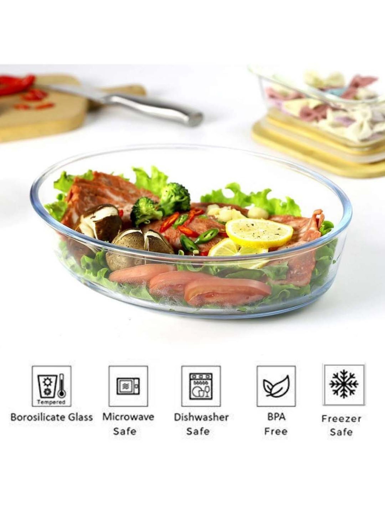 Femora Transparent Borosilicate Glass 260 mm Baking Dish (1600 ml) - Set of 1