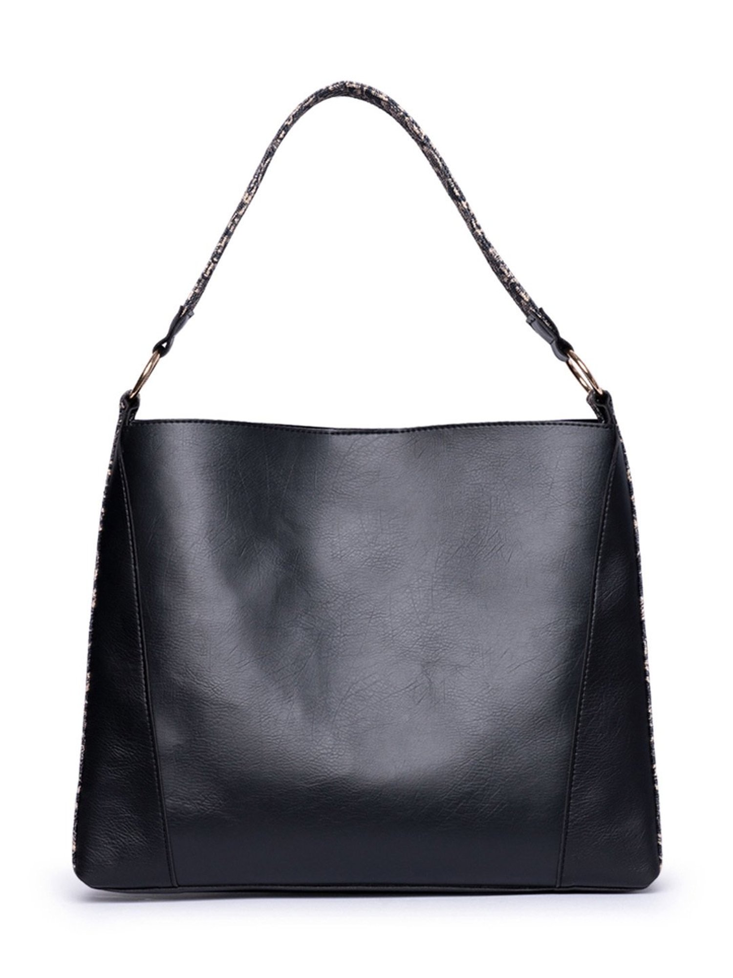 ZOUK FloMotif Black Printed Classic Open Tote Bag