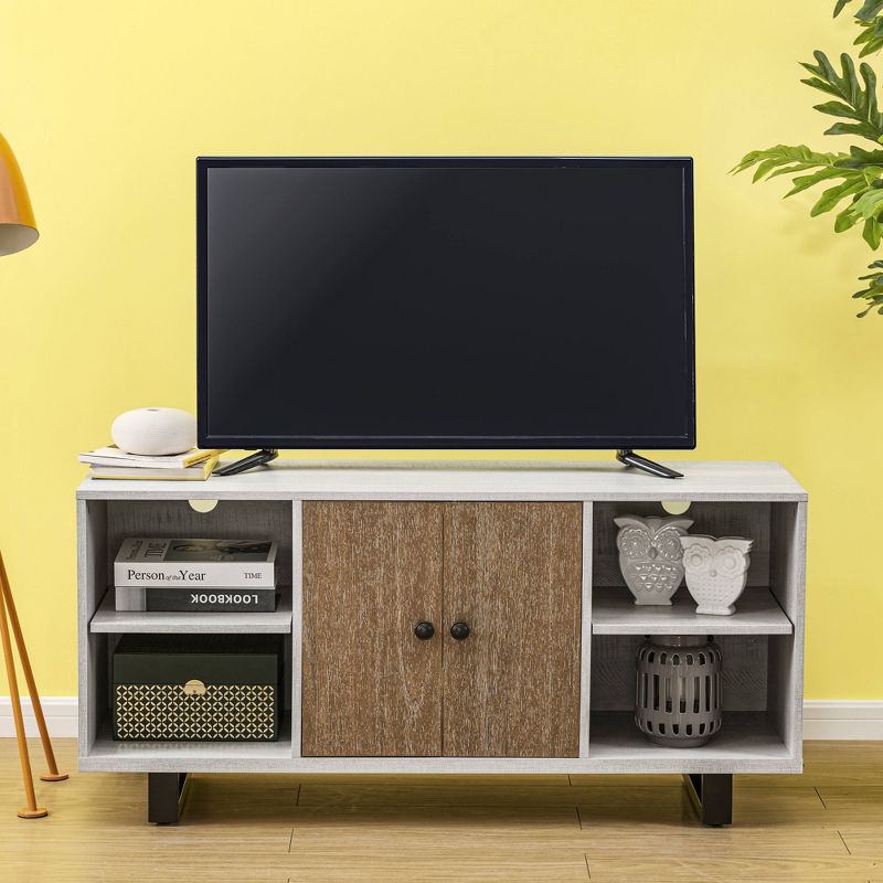 47.6" TV Stand For TVs up to 53" Saw Cut Off White - Home Essentials