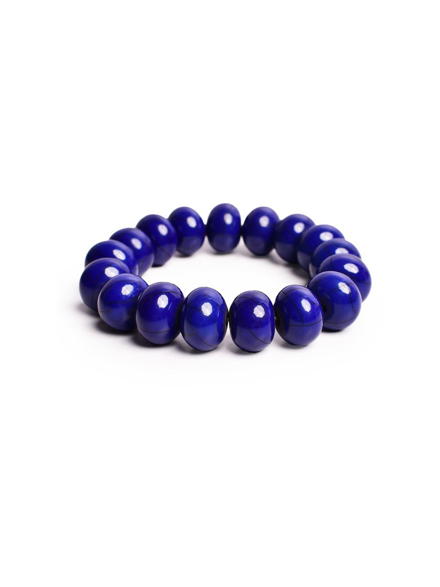 IMLI STREET Blue Artificial Beaded Stretchable Bracelet for Women