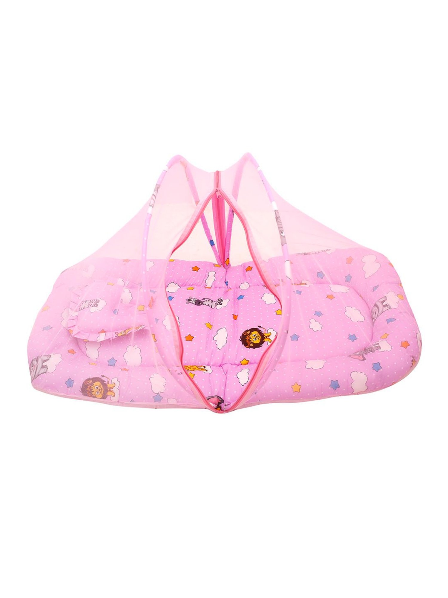 Baby Moo Tent Mattress Set with Neck Pillow Flying Animals Pink