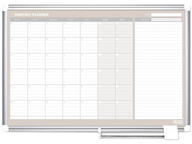 Bi-Silque GA0597830 MasterVision Monthly Planner, 48x36, Silver Frame