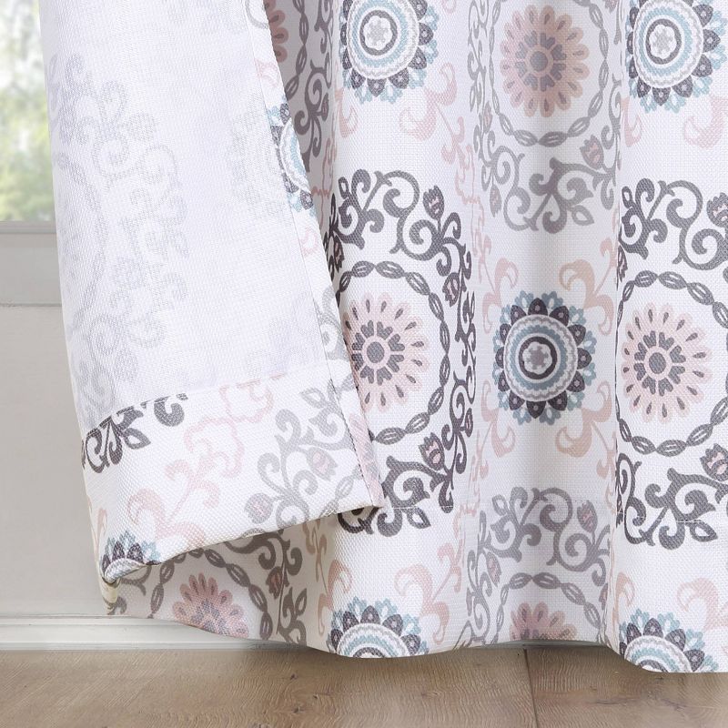 84"x40" Kaori Medallion Print Semi-Sheer Grommet Curtain Panel Blush - No.918