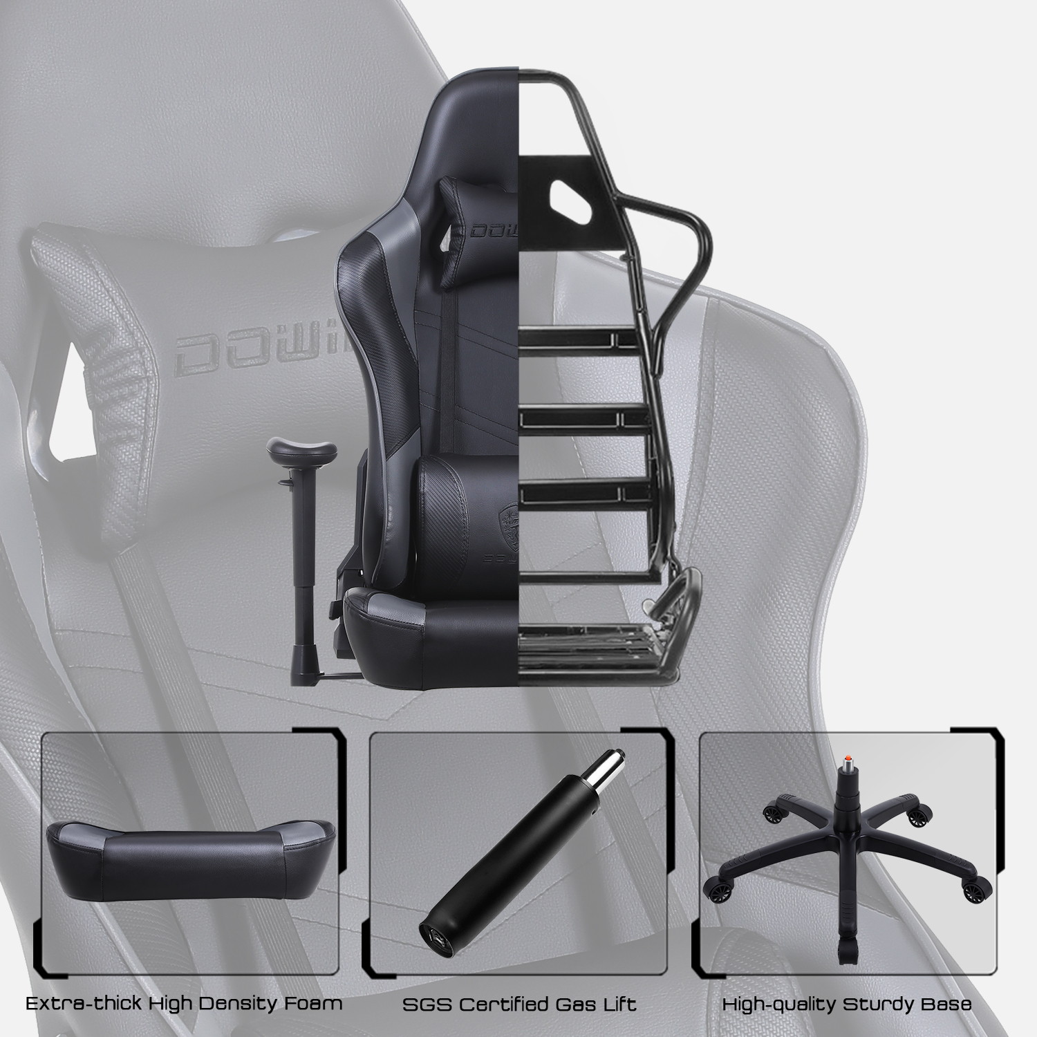 Gaming Chair, Racing Style Computer Desk Chair Padded Armrests Ergonomic Lumbar Support Adjustable Height