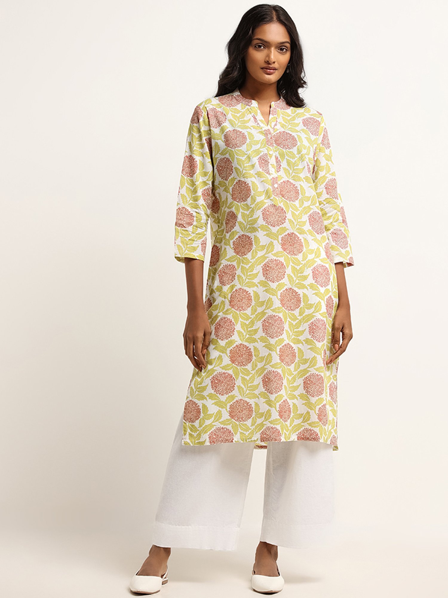 Utsa by Westside Green Floral Print Kurta