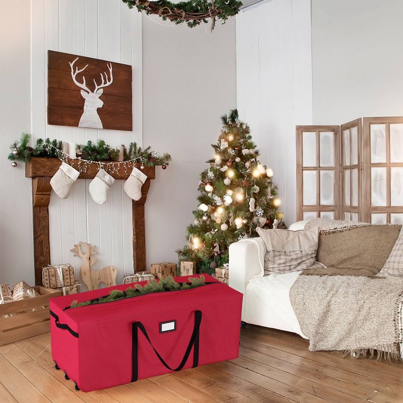 Elf Stor Elf Stor Premium Red Rolling Christmas Tree Storage Duffel Bag for 9' Disassembled Tree
