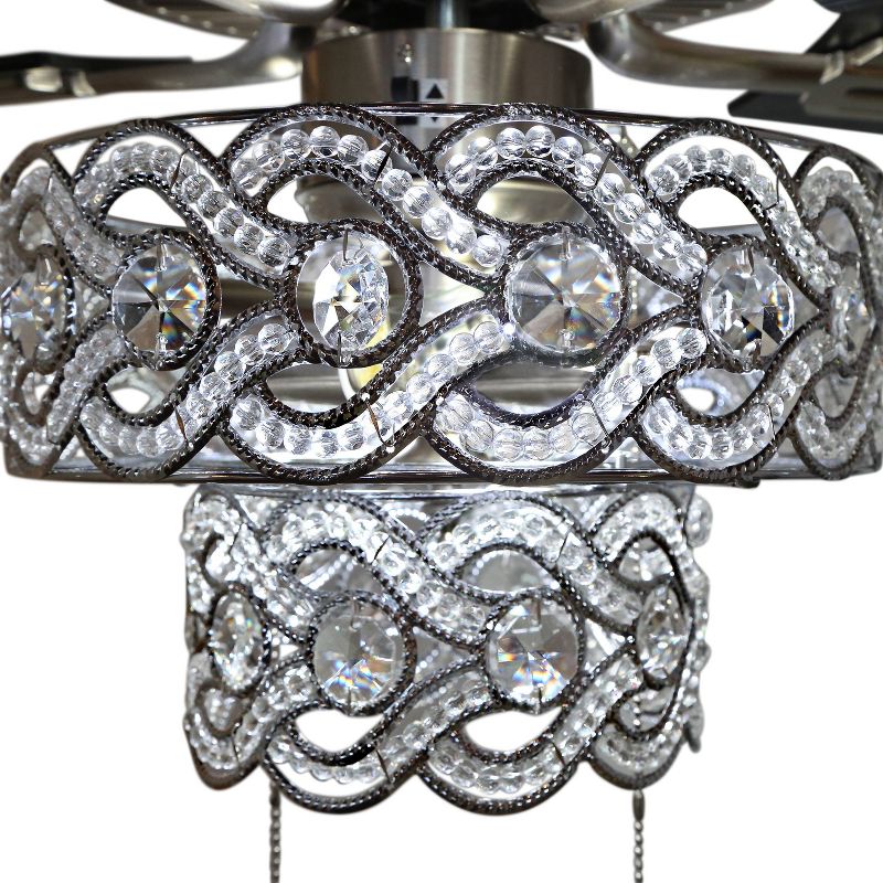 52" 5-Blade LED Olivia Beaded Braid Wedding Band Lighted Ceiling Fan - River of Goods