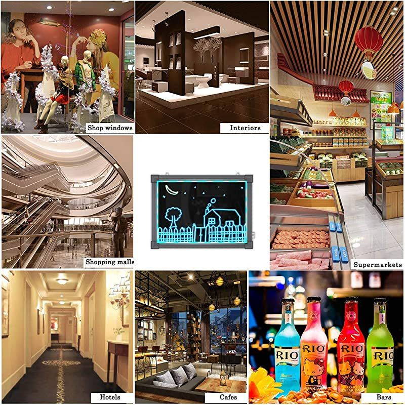 LED Message Writing Board 16 X 12 Illuminated Light Erase Board Acrylic Led Message Board Outdoor Erasable Lighted Letter Board Menu Sign Board with Remote Control8 Colors Chalk Marker