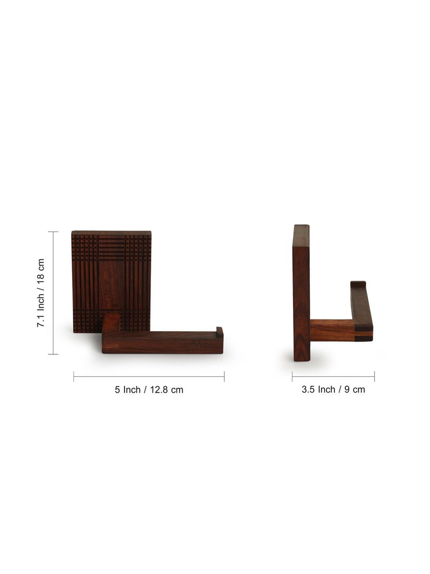 ExclusiveLane Brown Sheesham Wood Checkered Frame Handcrafted Tissue Roll Holder