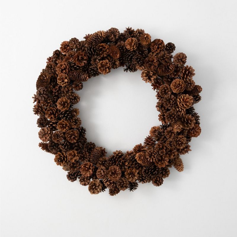 Northlight Frosted Pine Cone and Foliage Artificial Christmas Twig Wreath - 15 Inch, Unlit