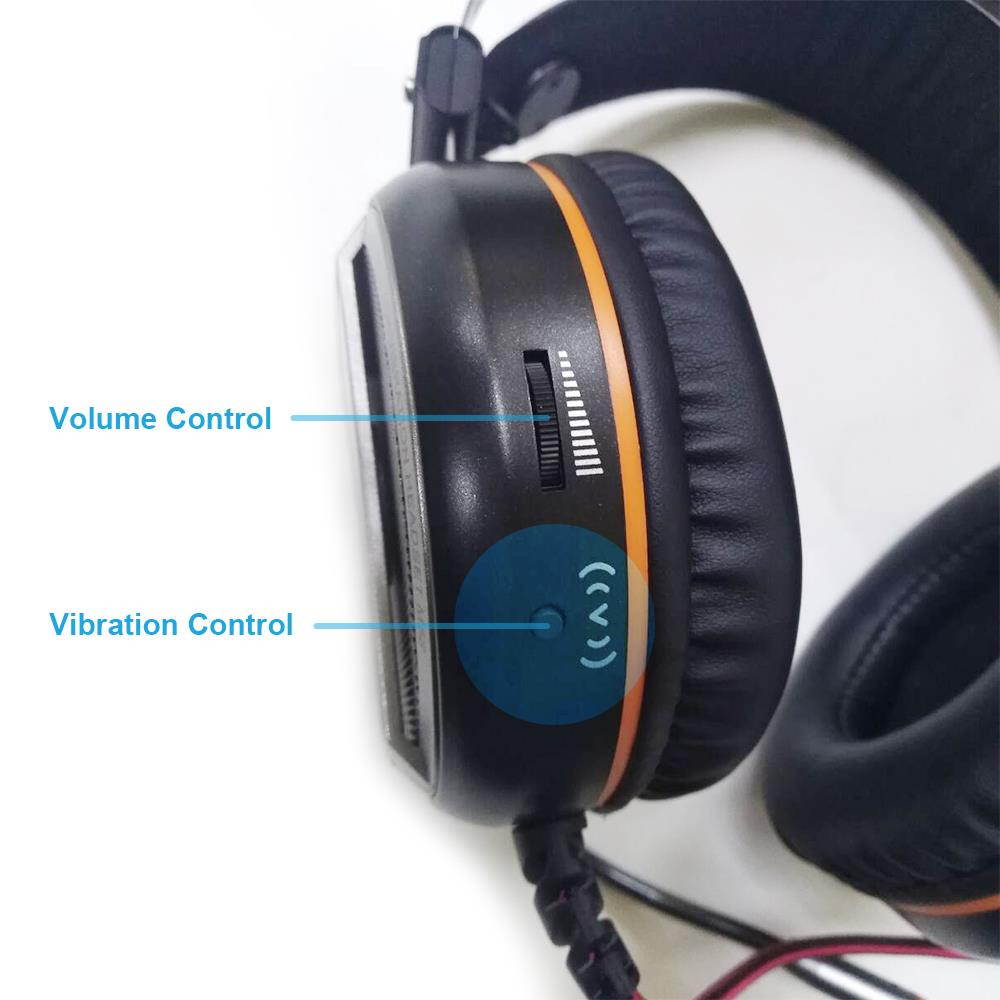 Gaming Headset with Mic Volume Control and Vibration on/off for PS4