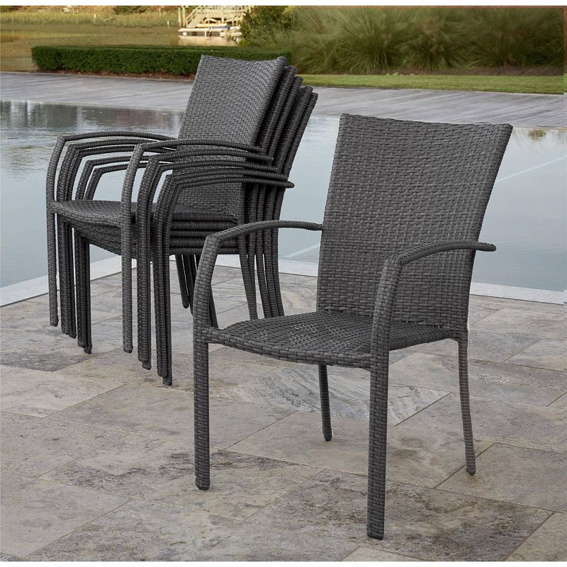 6pk Lakewood Ranch Steel and Wicker Patio Dining Chairs Gray/Blue - Room & Joy