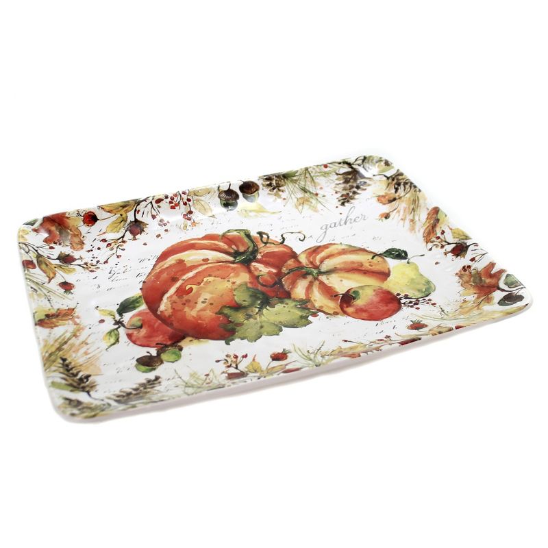 Tabletop 12.0" Harvest Splash Platter Thanksgiving Fall Pumpkins Certified International  -  Serving Platters