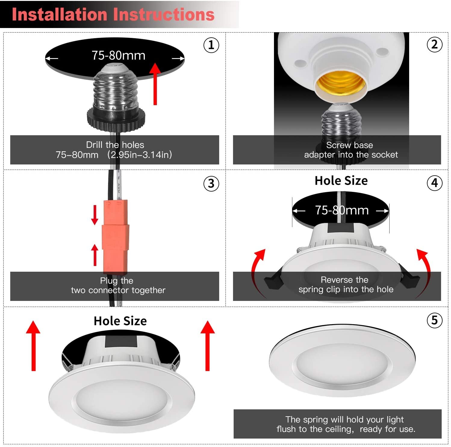 MagicLight Smart Retrofit 3 Inch 5 Watts E26 LED Recessed Can Lights, 5 in 1 RGBCW Dimmable Multicolor Bluetooth Mesh App Control Smart LED Downlight