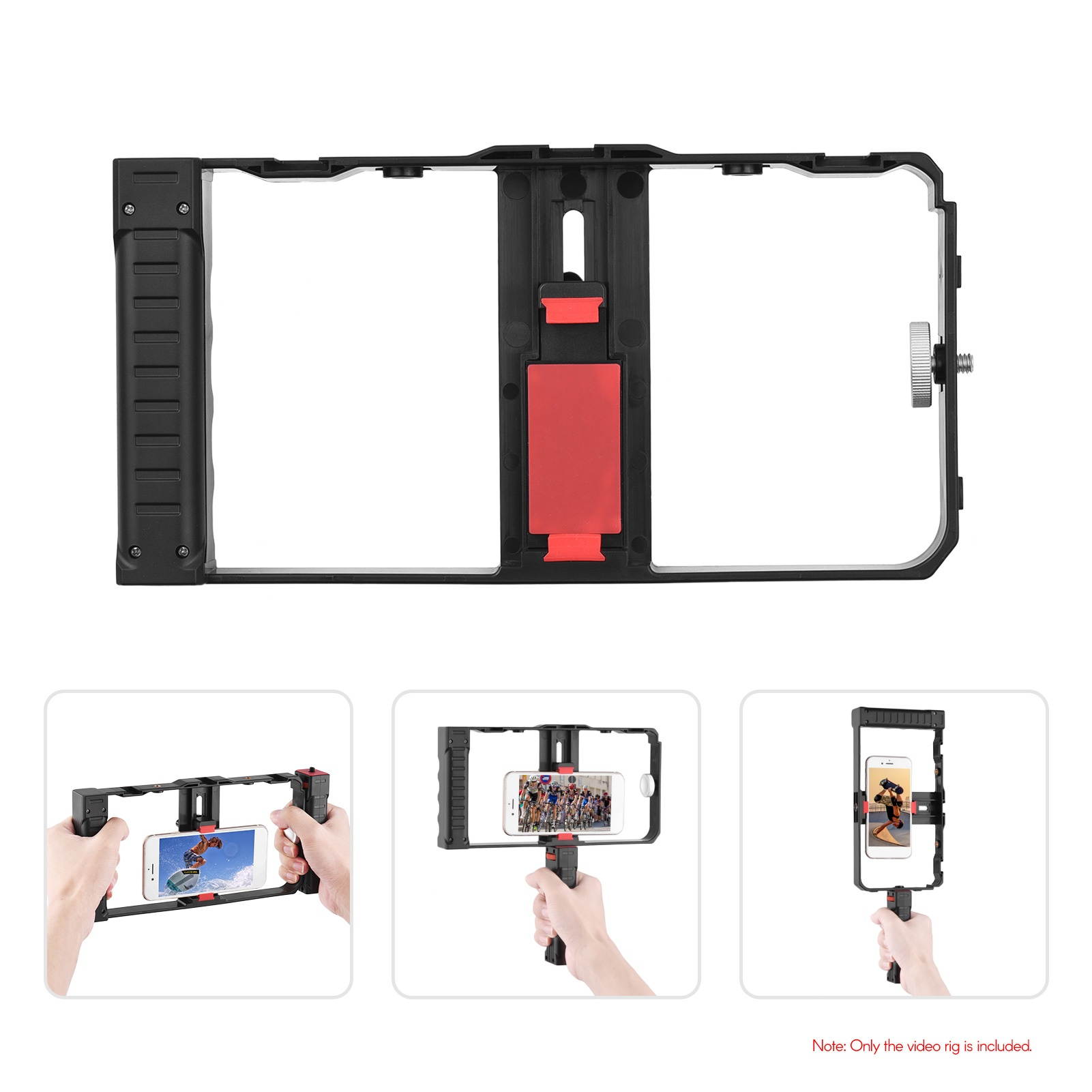 Andoer Portable Smartphone Video Rig Cage Phone Video Stabilizer with Phone Holder Triple Cold Shoe Mount