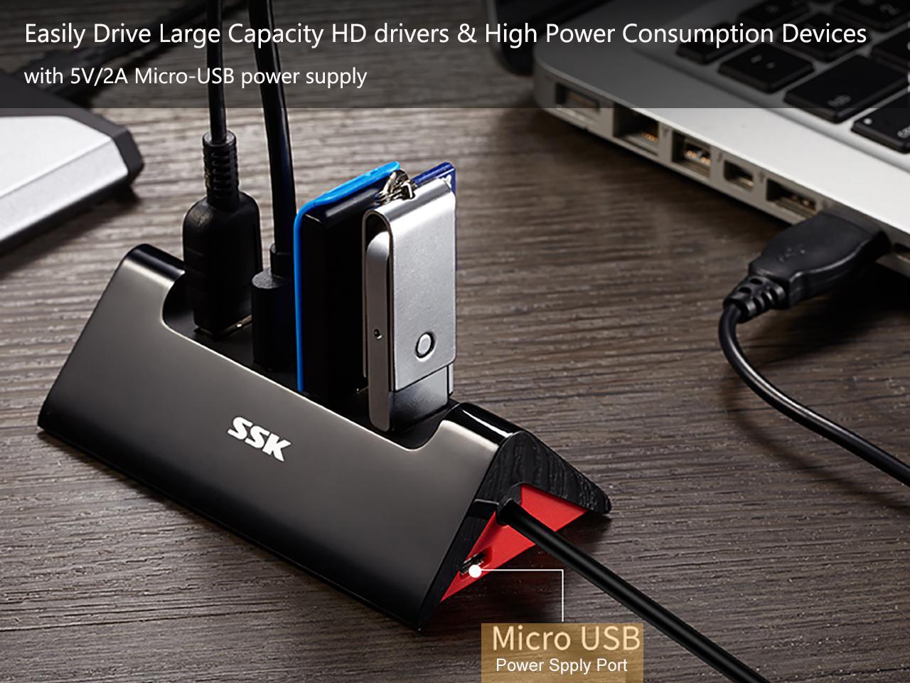 SSK 4 Port USB Hub,High Speed USB 3.0 Hub,Premium Laptop Docking Station Plug and Play Hot Swapping Support, Compatible with iMac,Macbook,thinkpad,Windows Desktop PC and other Laptop Computer