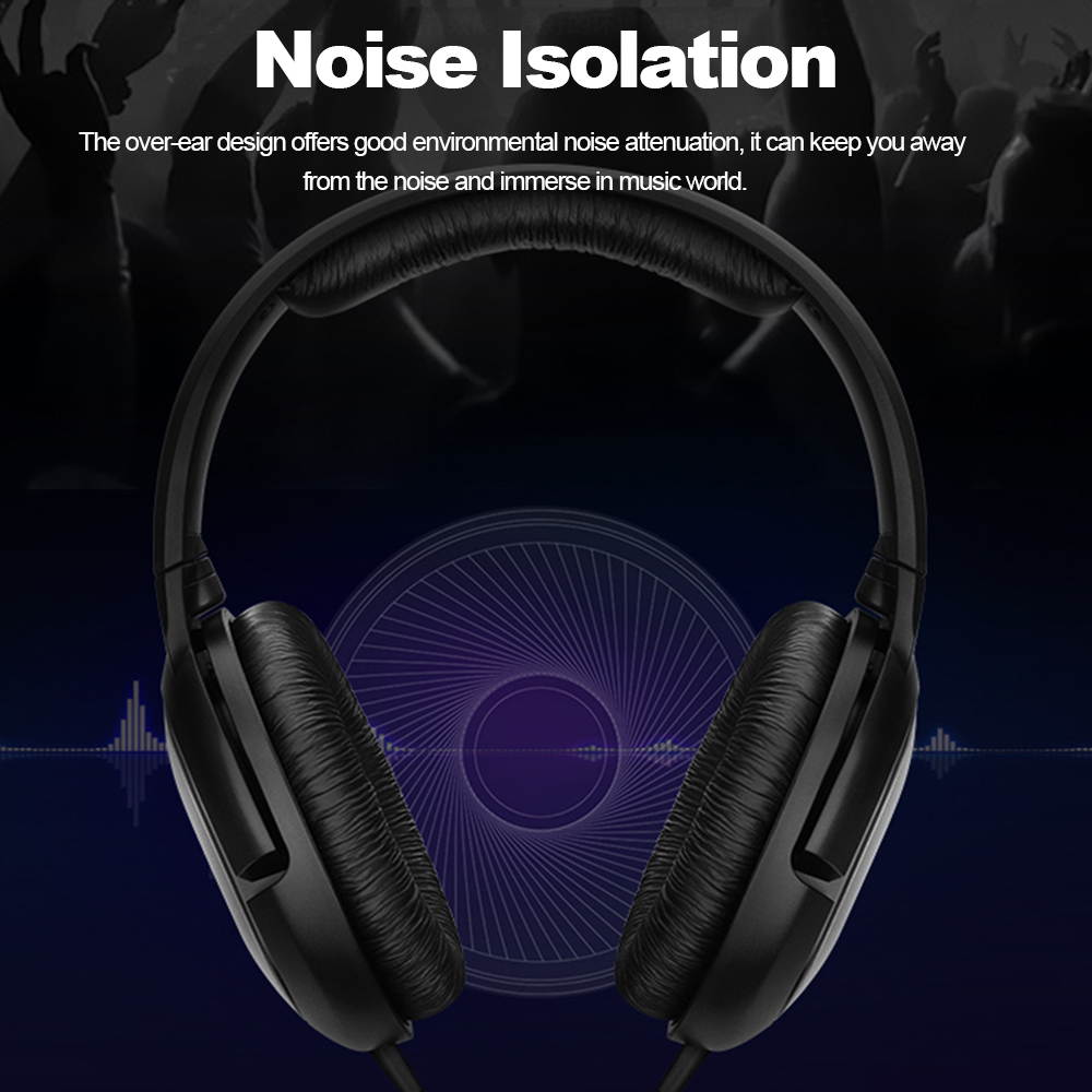 Sennheiser HD206 3.5mm Wired Headphones Noise Isolation Earphones Sport Gaming Headset Stereo Deep Bass for iPhone/Samsung PC