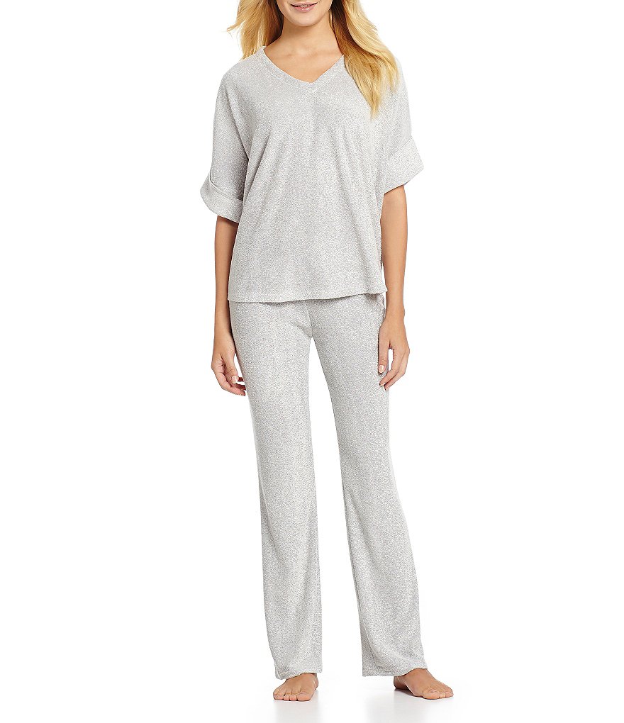 N by Natori Terry Short Sleeve V-Neck Lounge Top