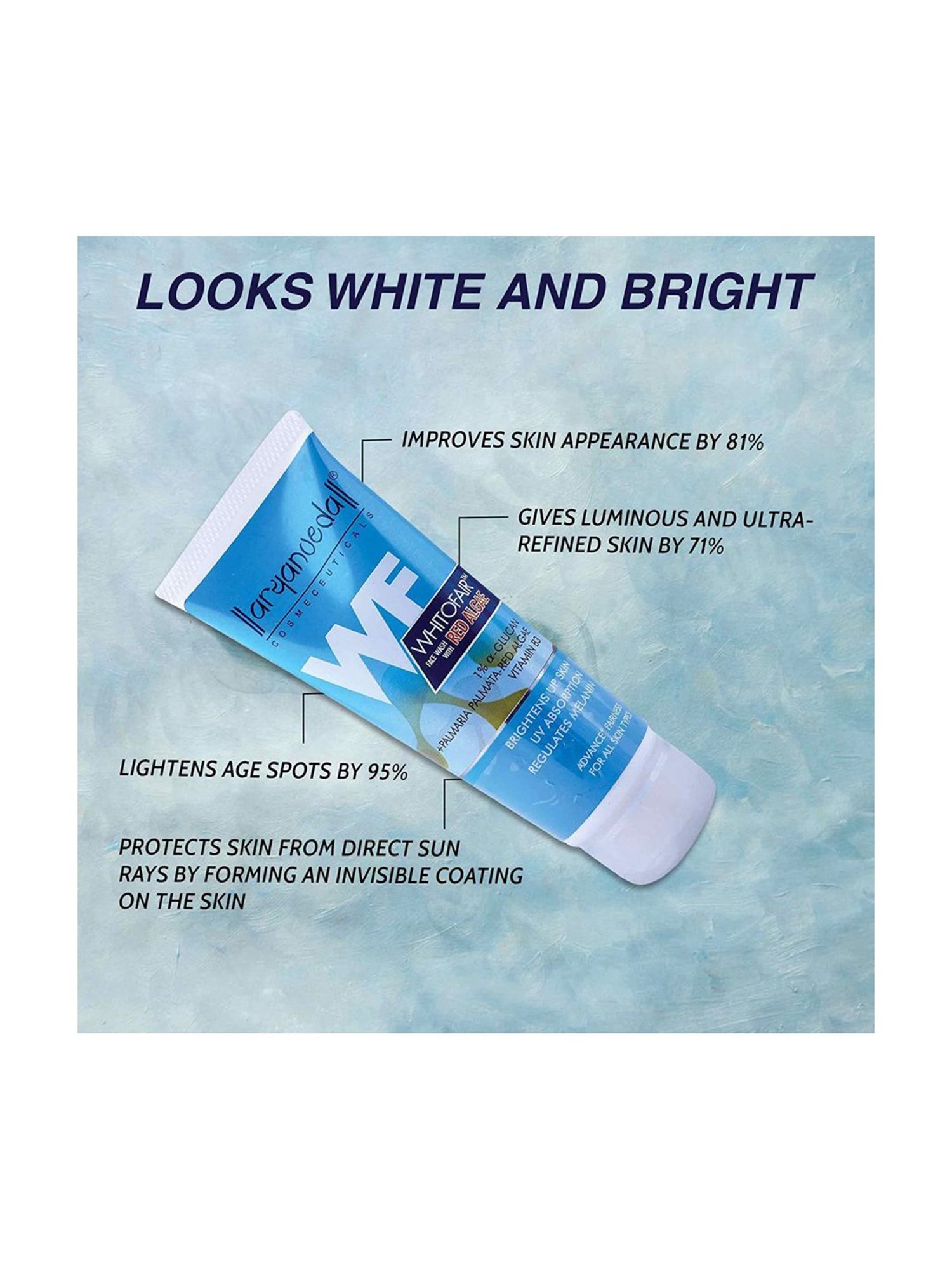 Aryanveda Brightens Up Skin UV Absorption Regulates Melanin Whitofair Face Wash - 60 ml