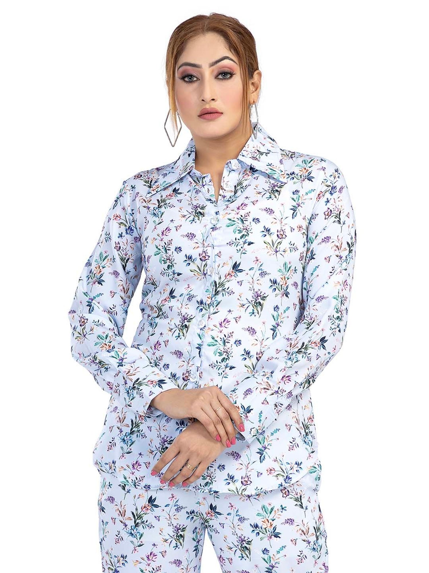 Nino Bambino Light Blue Printed Shirt With Pants