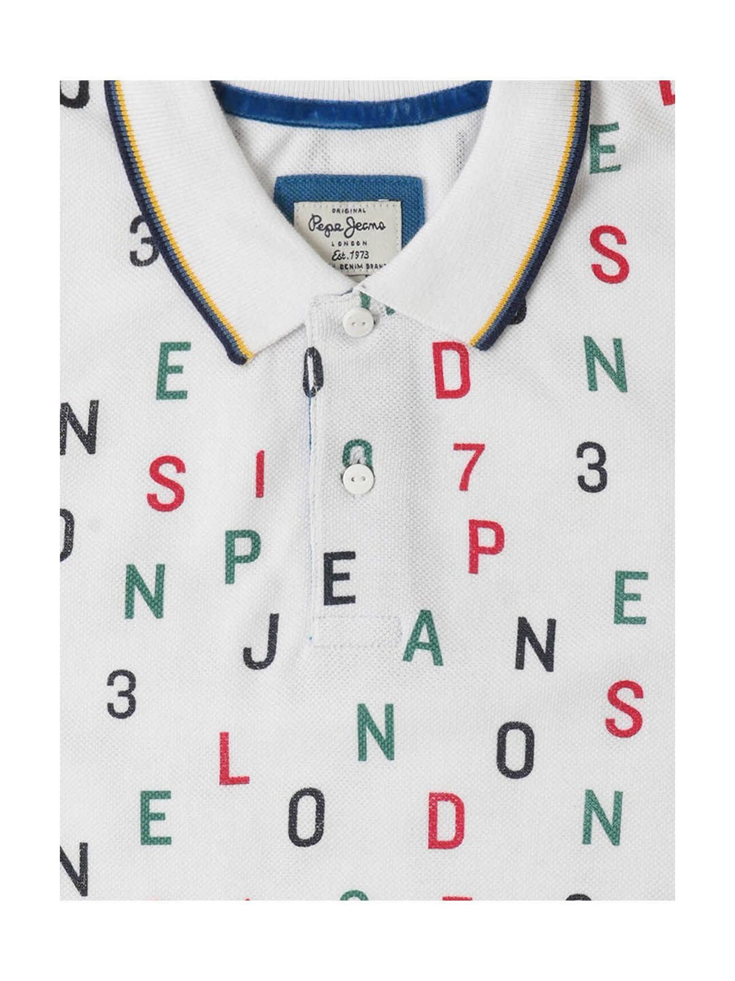 Pepe Jeans Kids White Printed Polo T-Shirt
