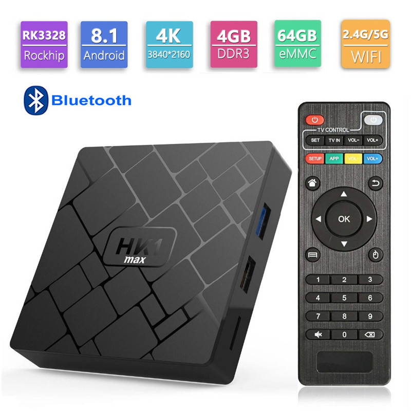 Android 8.1 TV Box, Android Box 4 GB RAM 64 GB ROM, Livebox HK1 MAX RK3328 Quad Core 64 Bit Smart TV Box, Wi-Fi-Dual 5G/2.4G, BT 4.1, Box TV UHD 4K TV, USB 3.0